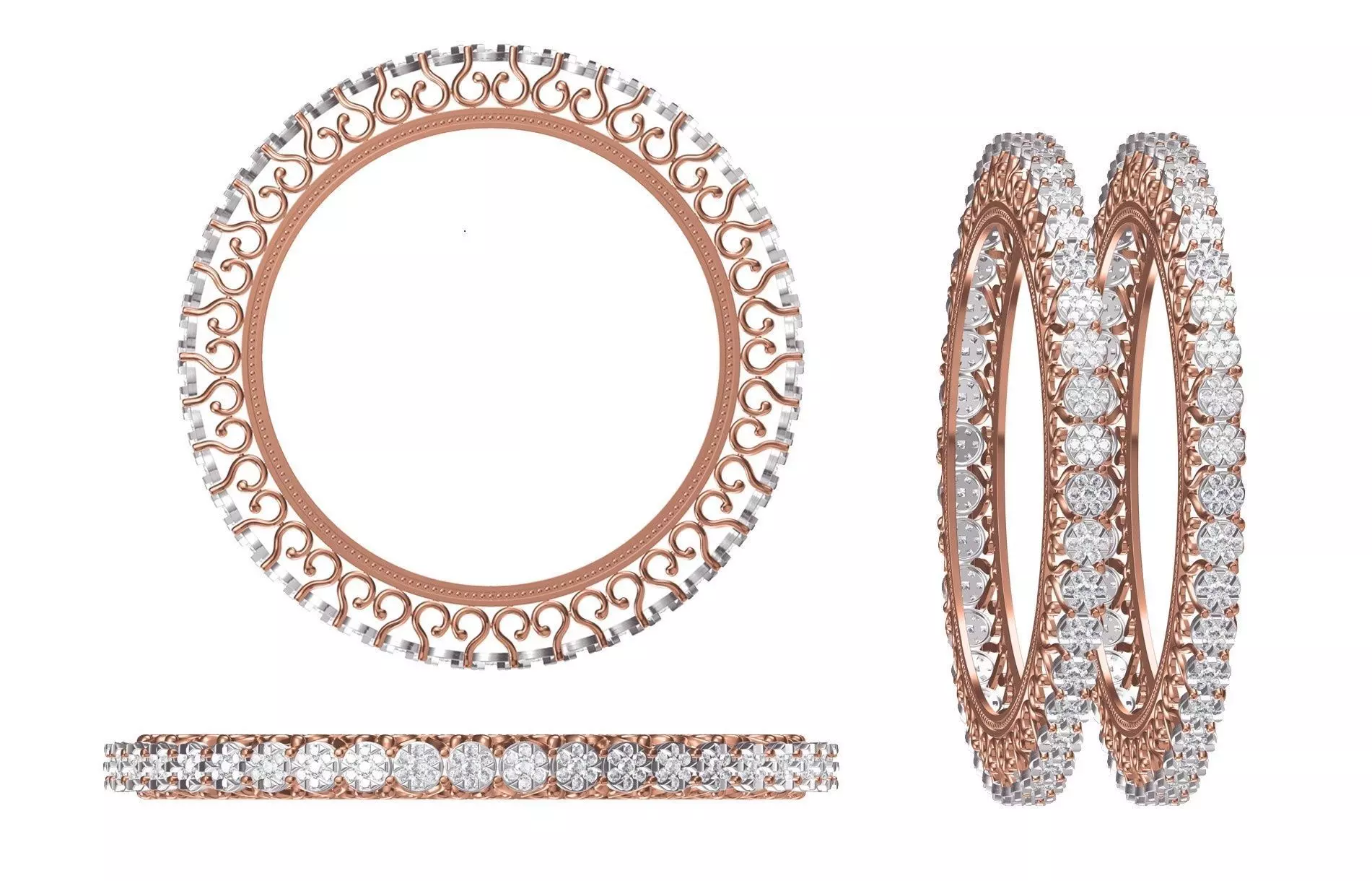 Women Bangle Bracelet STL JCD Details 3D print model_0