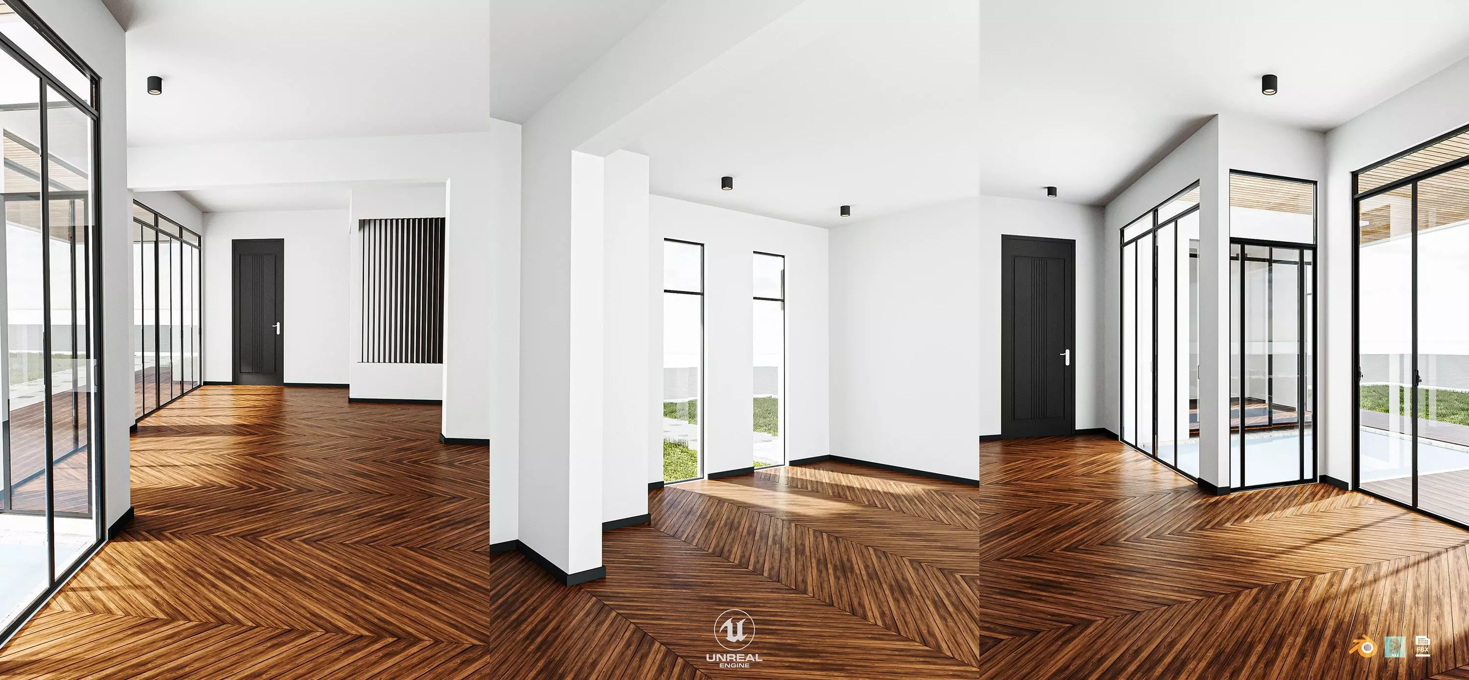 Small Modern House Low-poly 3D model_0