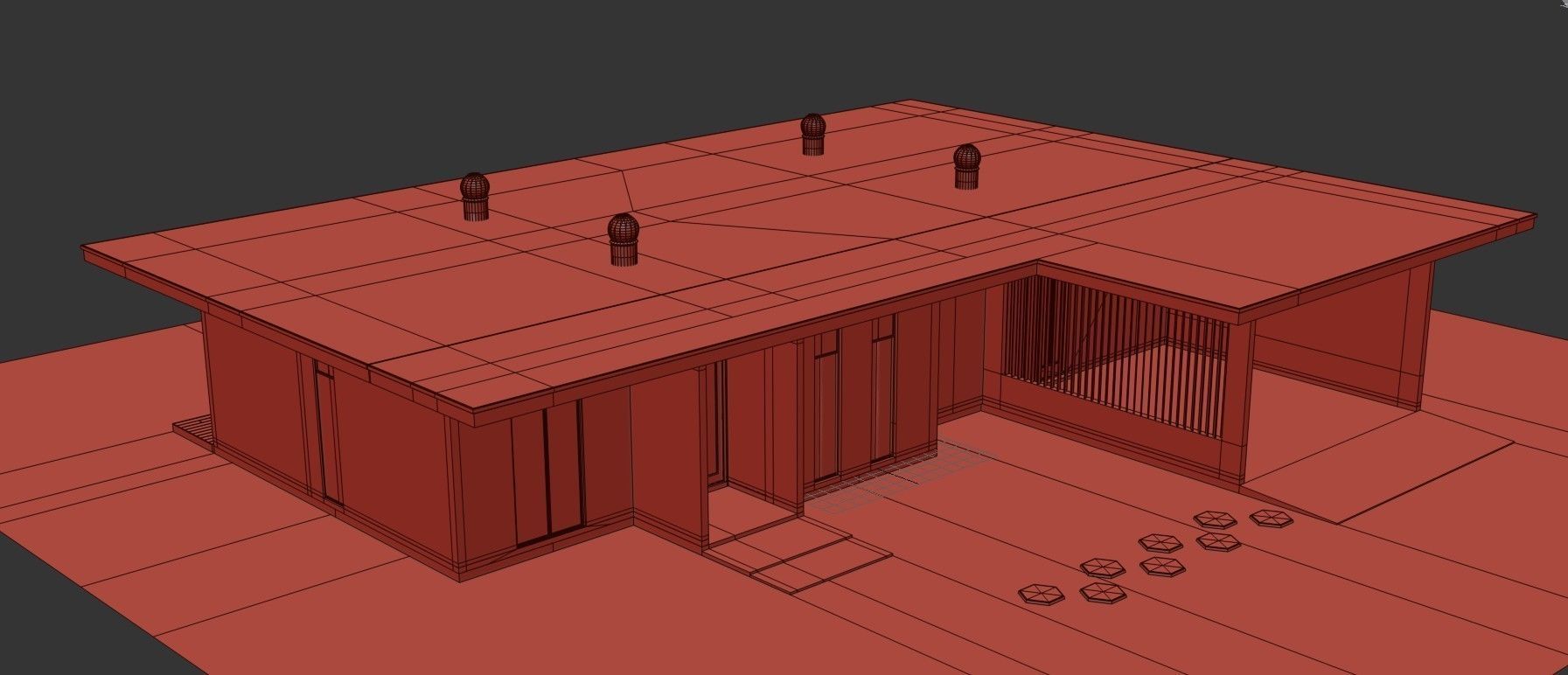 Small Modern House Low-poly 3D model_22