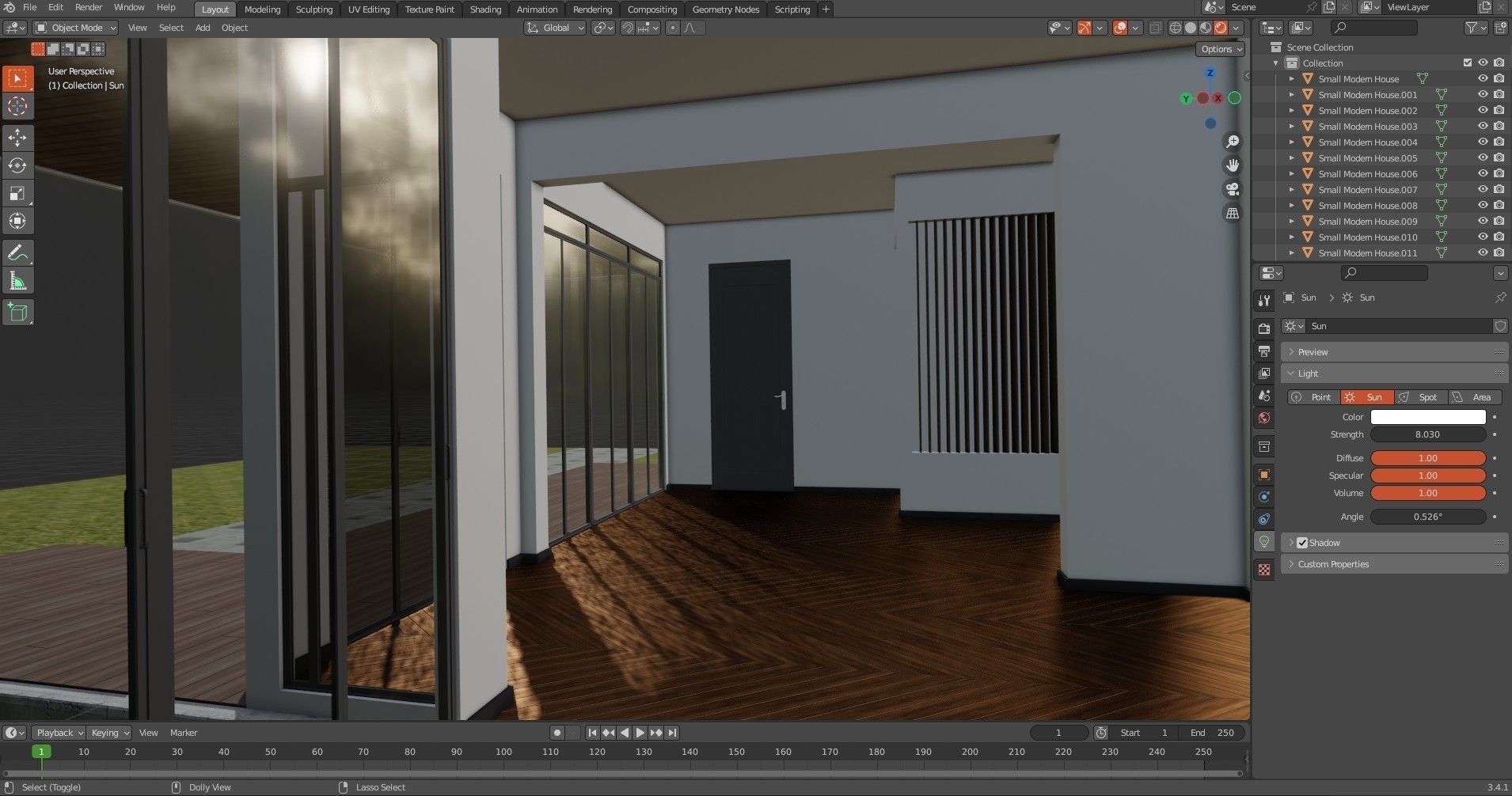 Small Modern House Low-poly 3D model_19