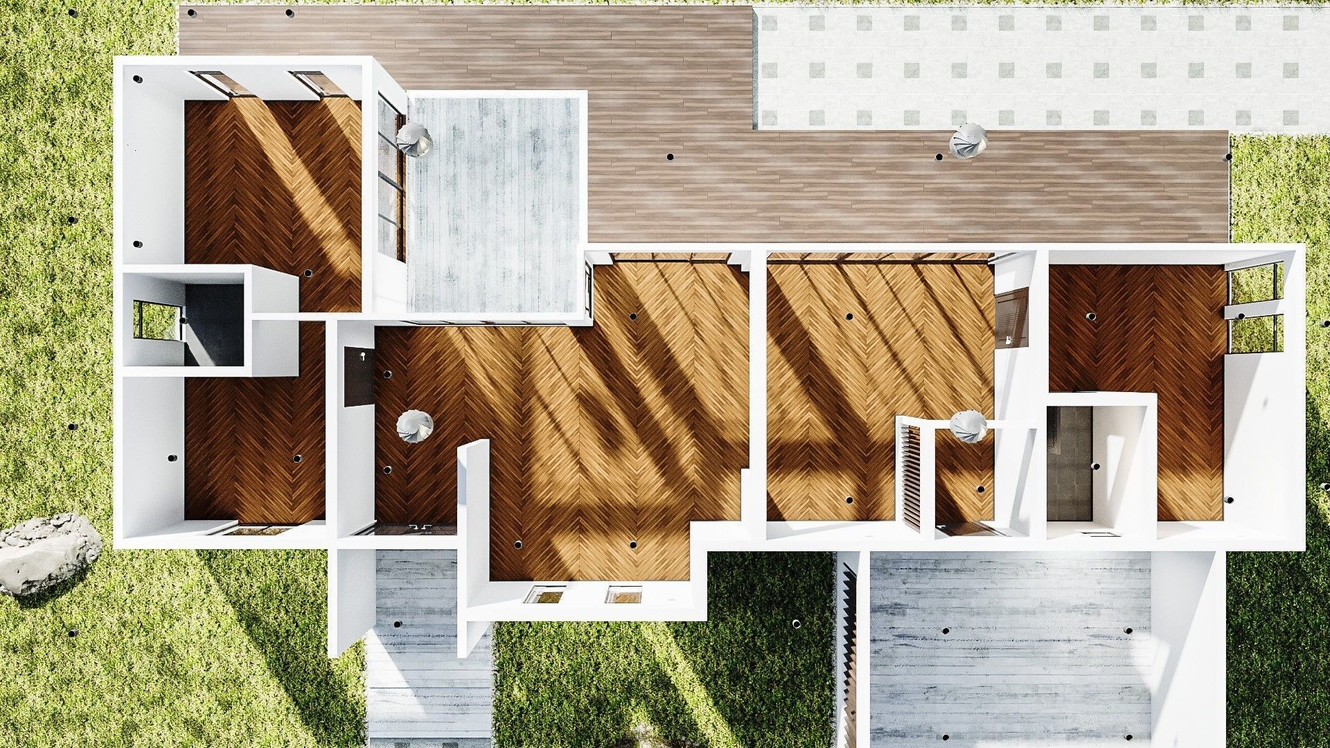 Small Modern House Low-poly 3D model_15