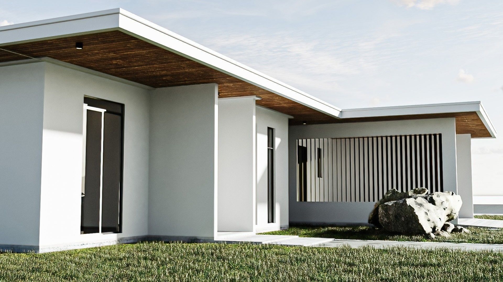 Small Modern House Low-poly 3D model_10