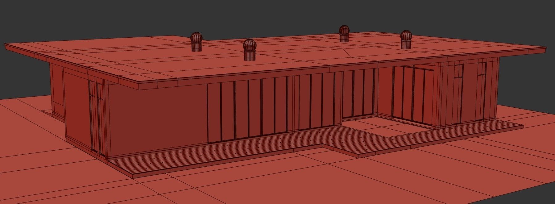 Small Modern House Low-poly 3D model_23