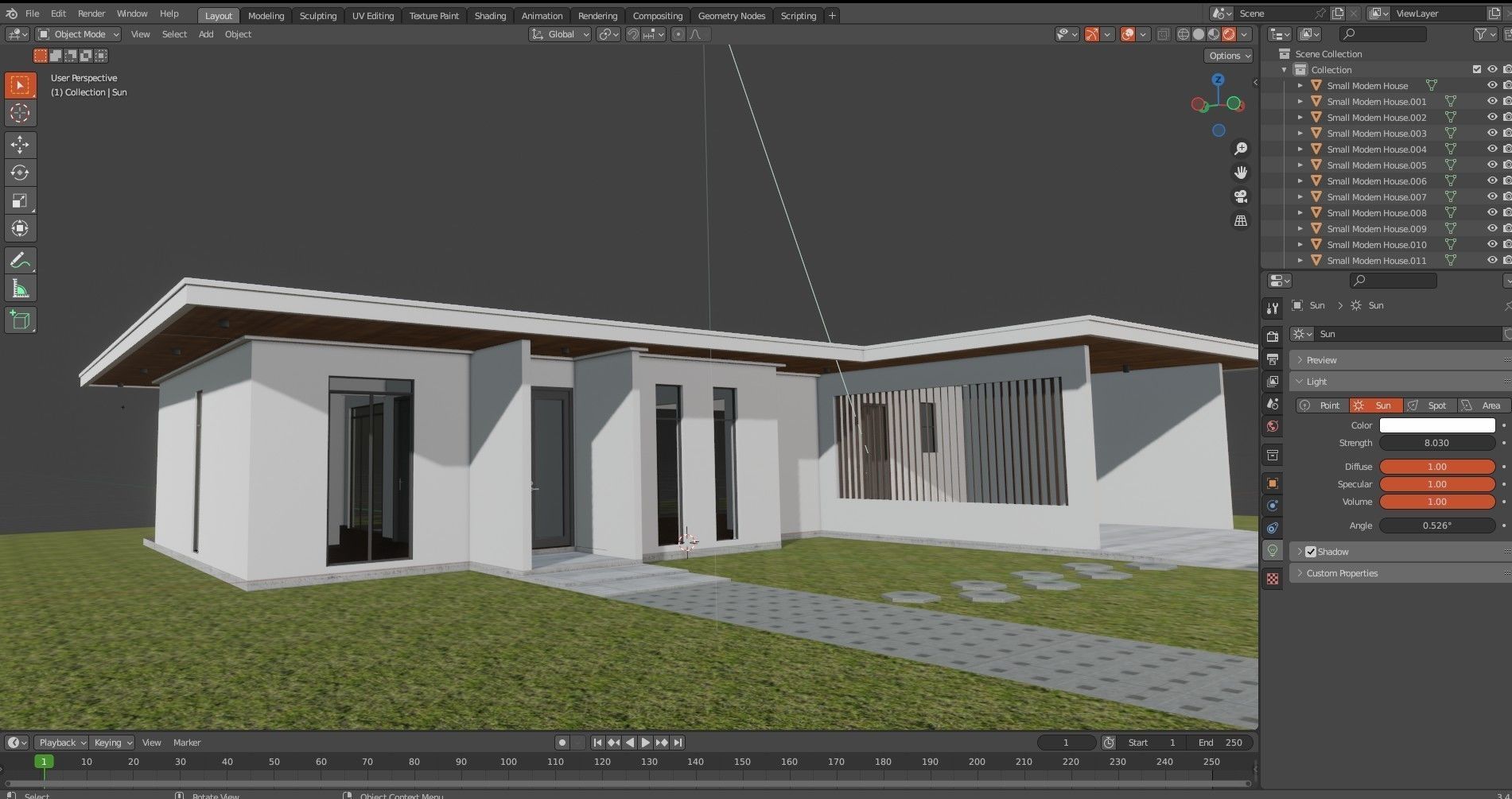 Small Modern House Low-poly 3D model_20