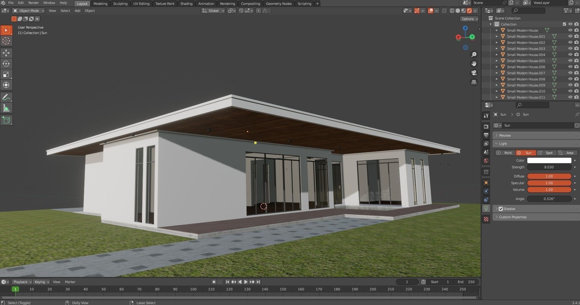 Small Modern House Low-poly 3D model_18