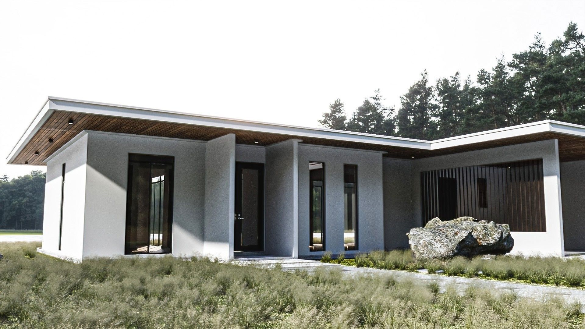 Small Modern House Low-poly 3D model_7