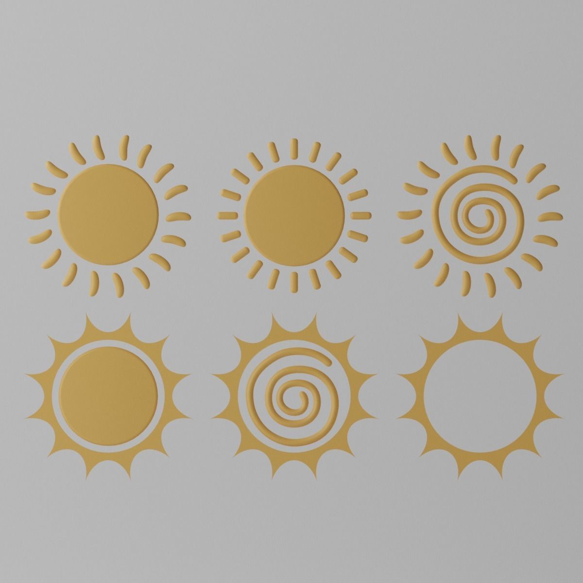 Cartoon Cute Sun Collection 3D model_12