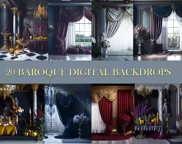 20 Baroque Style Backdrops 3D model