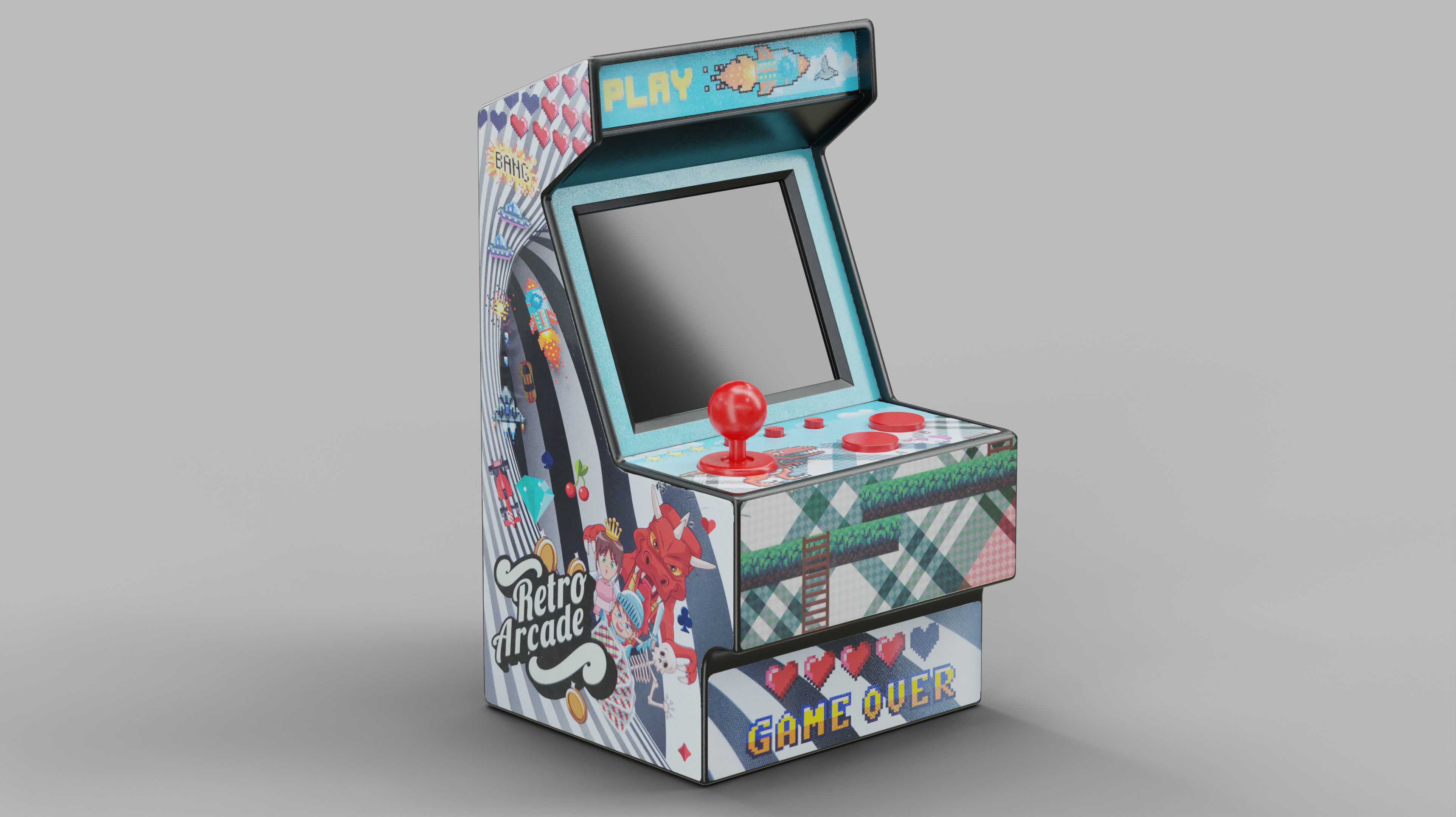 Arcade Machine Retro Miniature Console 3D Model Low-poly 3D model_7