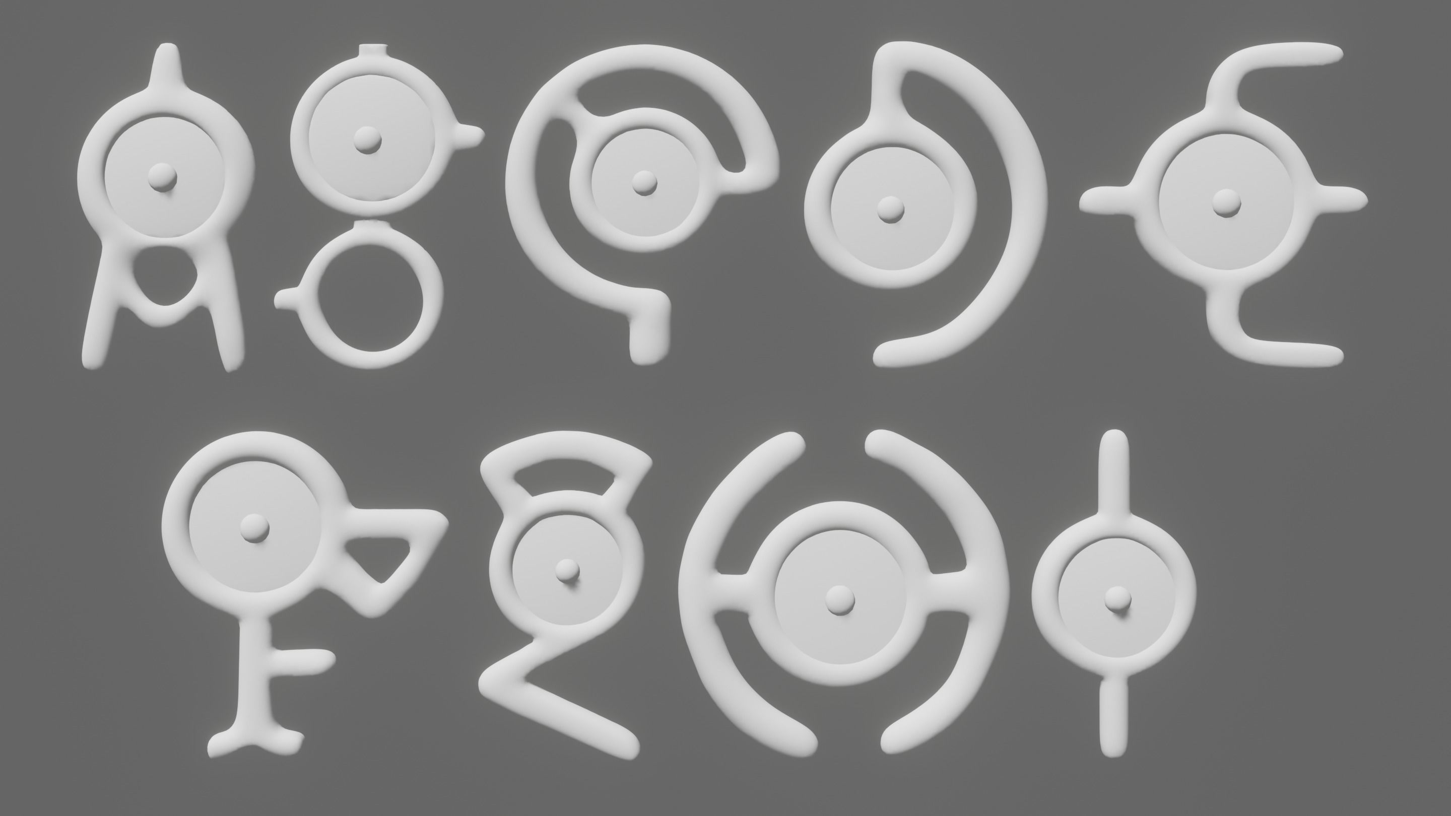Pokemon Unown Set 1 3D model_2