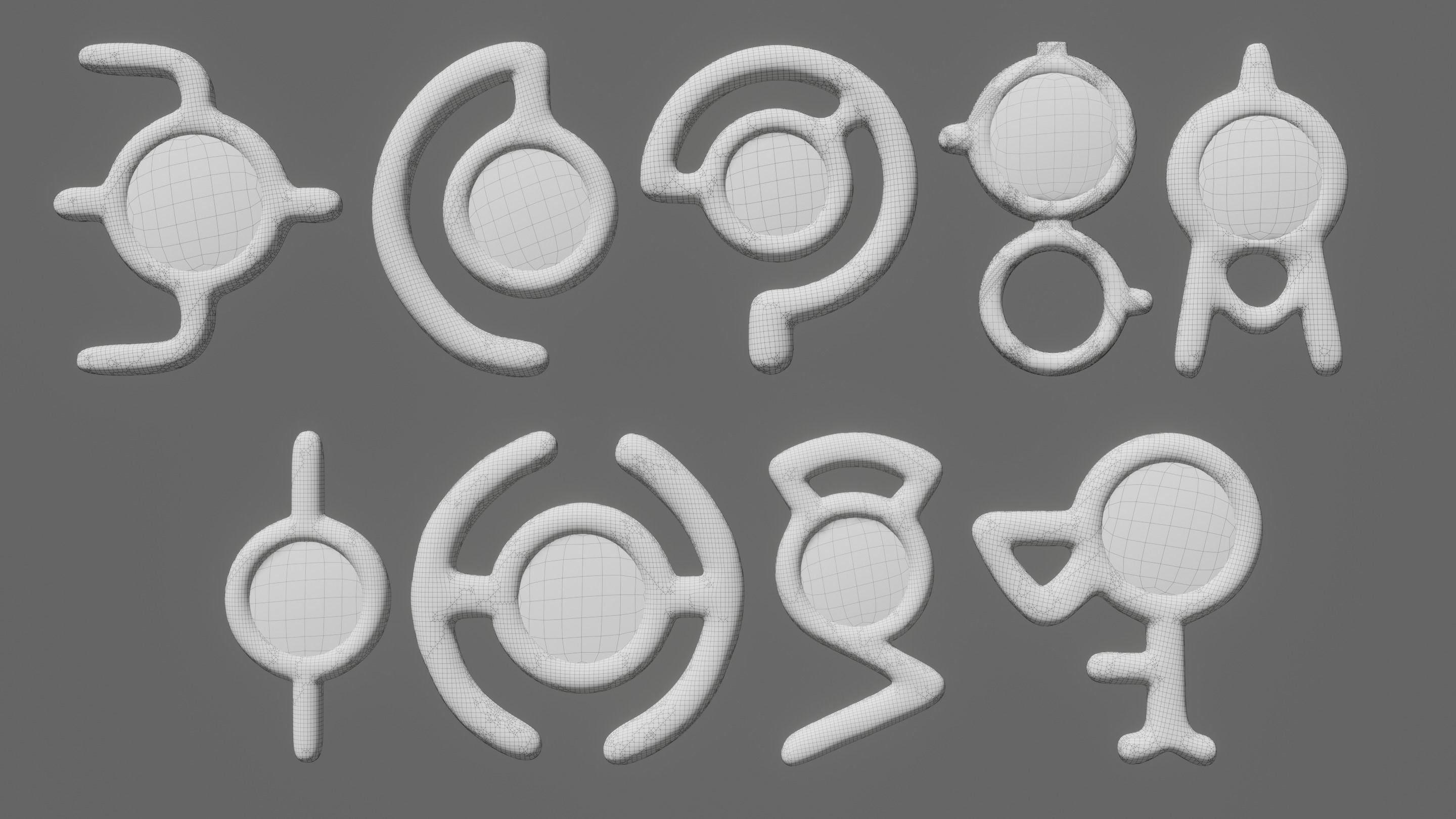 Pokemon Unown Set 1 3D model_9