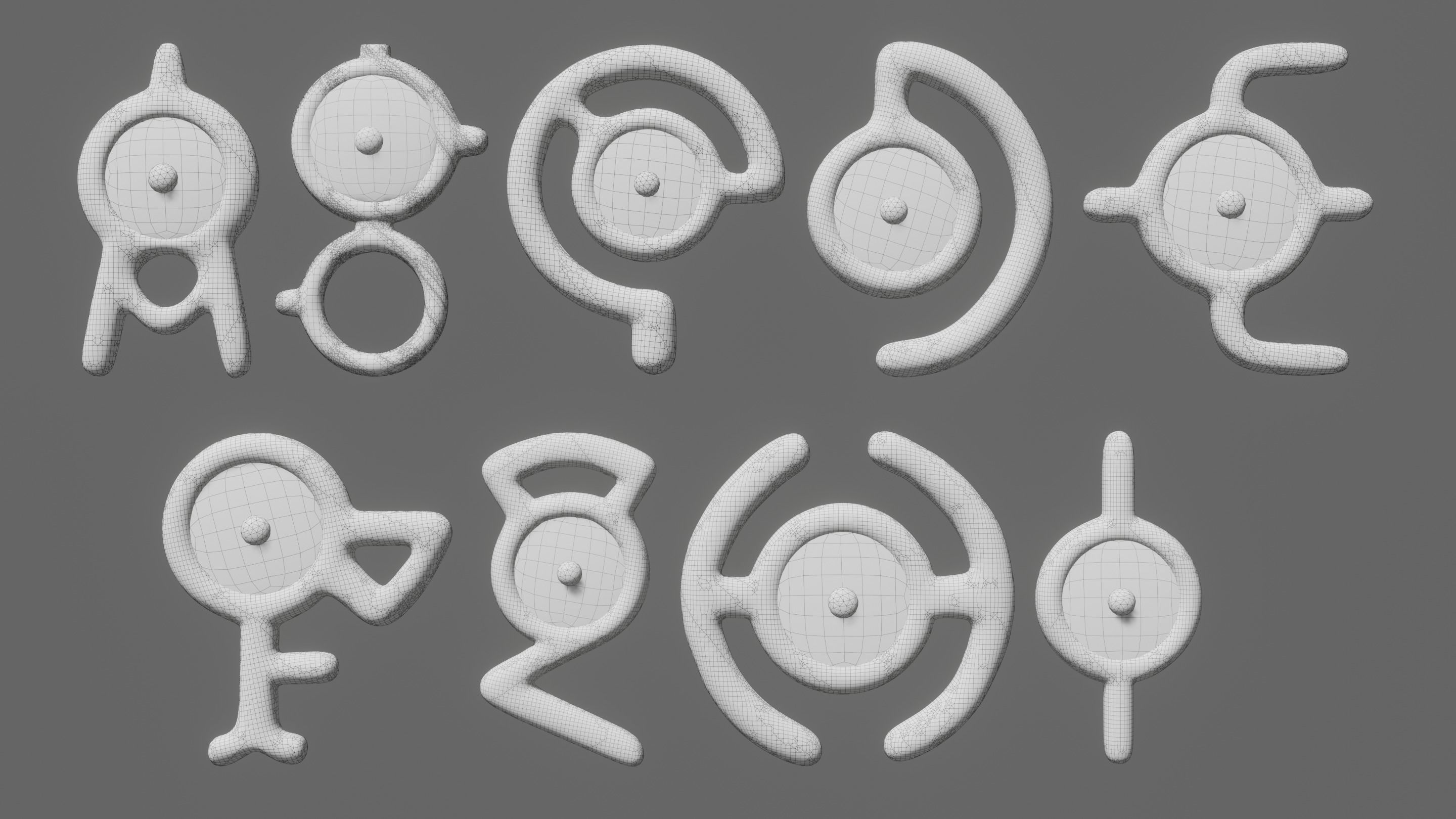 Pokemon Unown Set 1 3D model_3