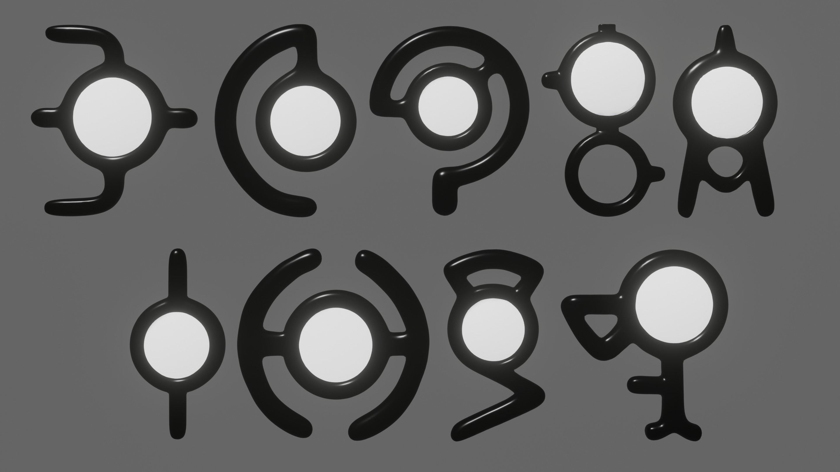 Pokemon Unown Set 1 3D model_7