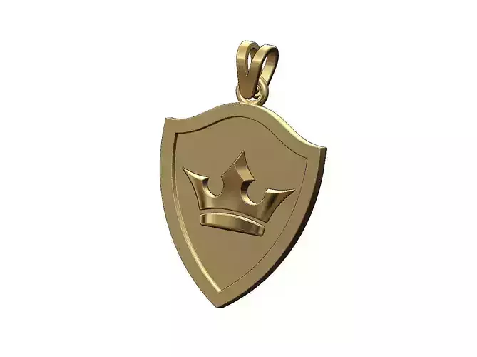 Crown and shield memory pendant with bail