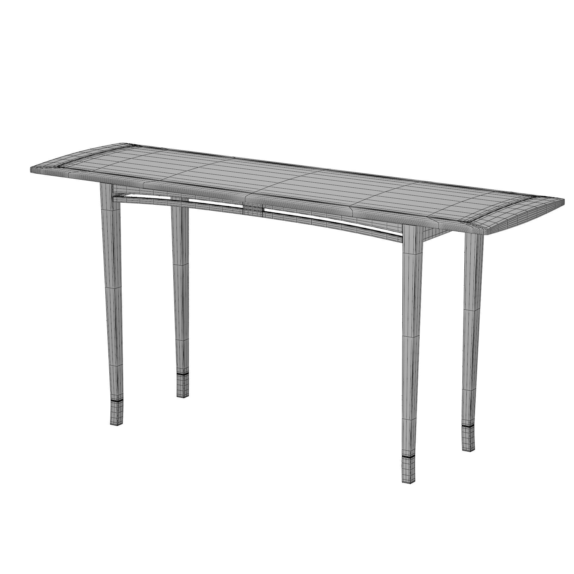Wallnut Table Console 3D model_5