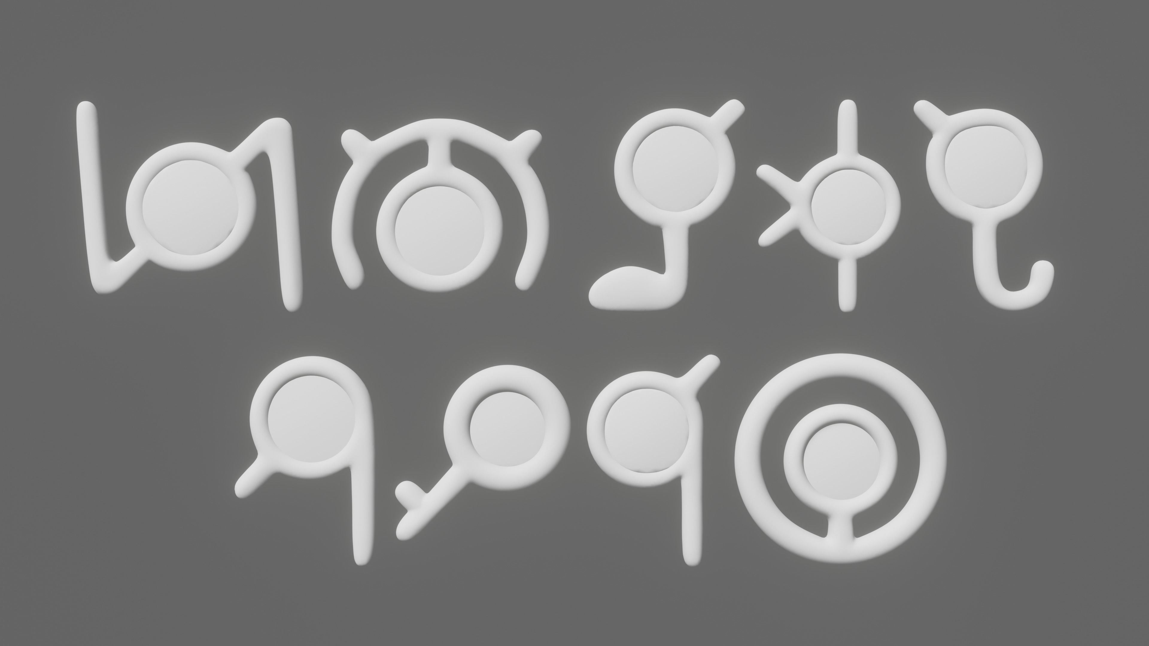 Pokemon Unown Set 2 3D model_8