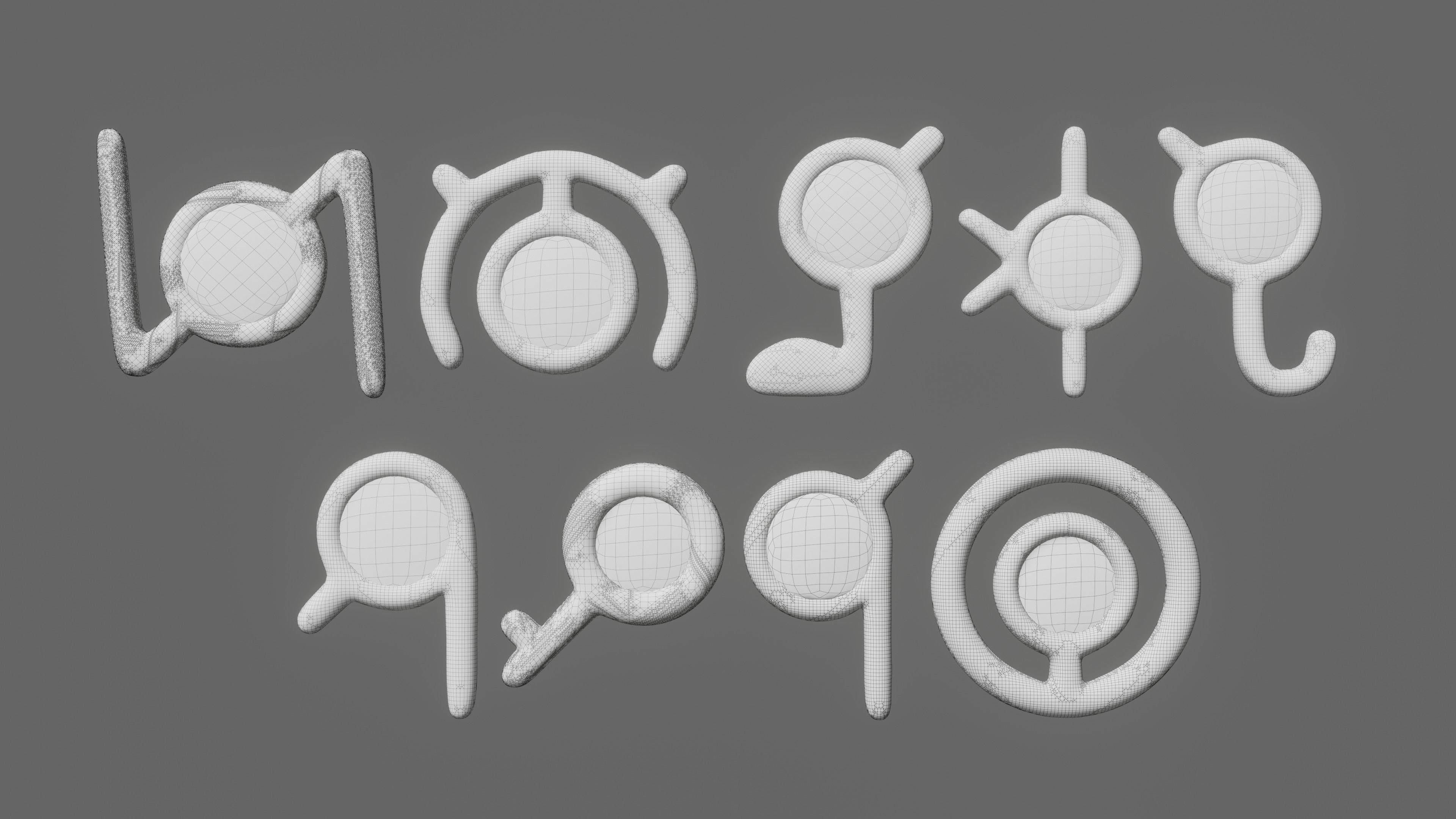 Pokemon Unown Set 2 3D model_9