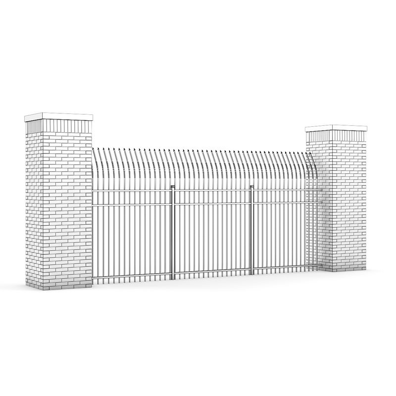 Concrete Fence 07 3D model_2