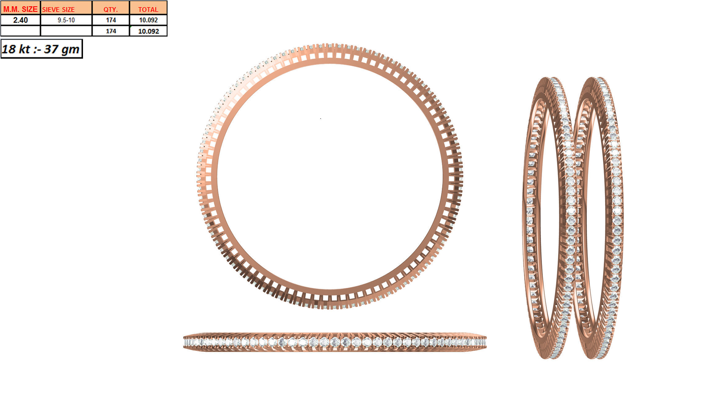 Women Bangle Bracelet STL JCD Details 3D print model_1