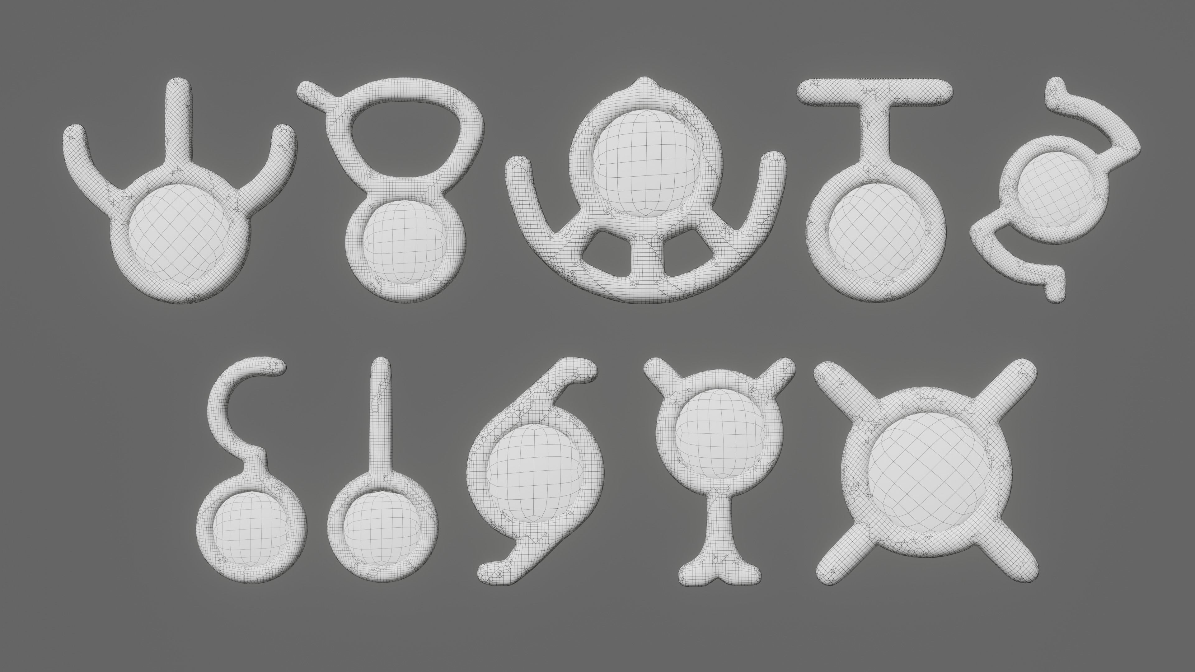 Pokemon Unown Set 3 3D model_9