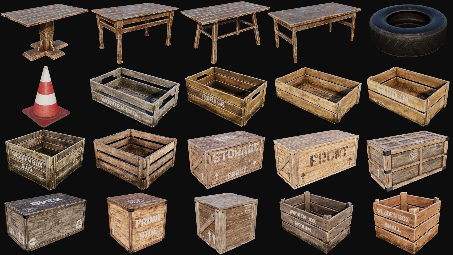 Props Pack - 90 Objects 4K PBR Texture Low-poly 3D model_4