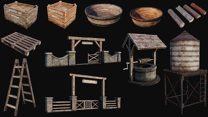 Props Pack - 90 Objects 4K PBR Texture Low-poly 3D model 6