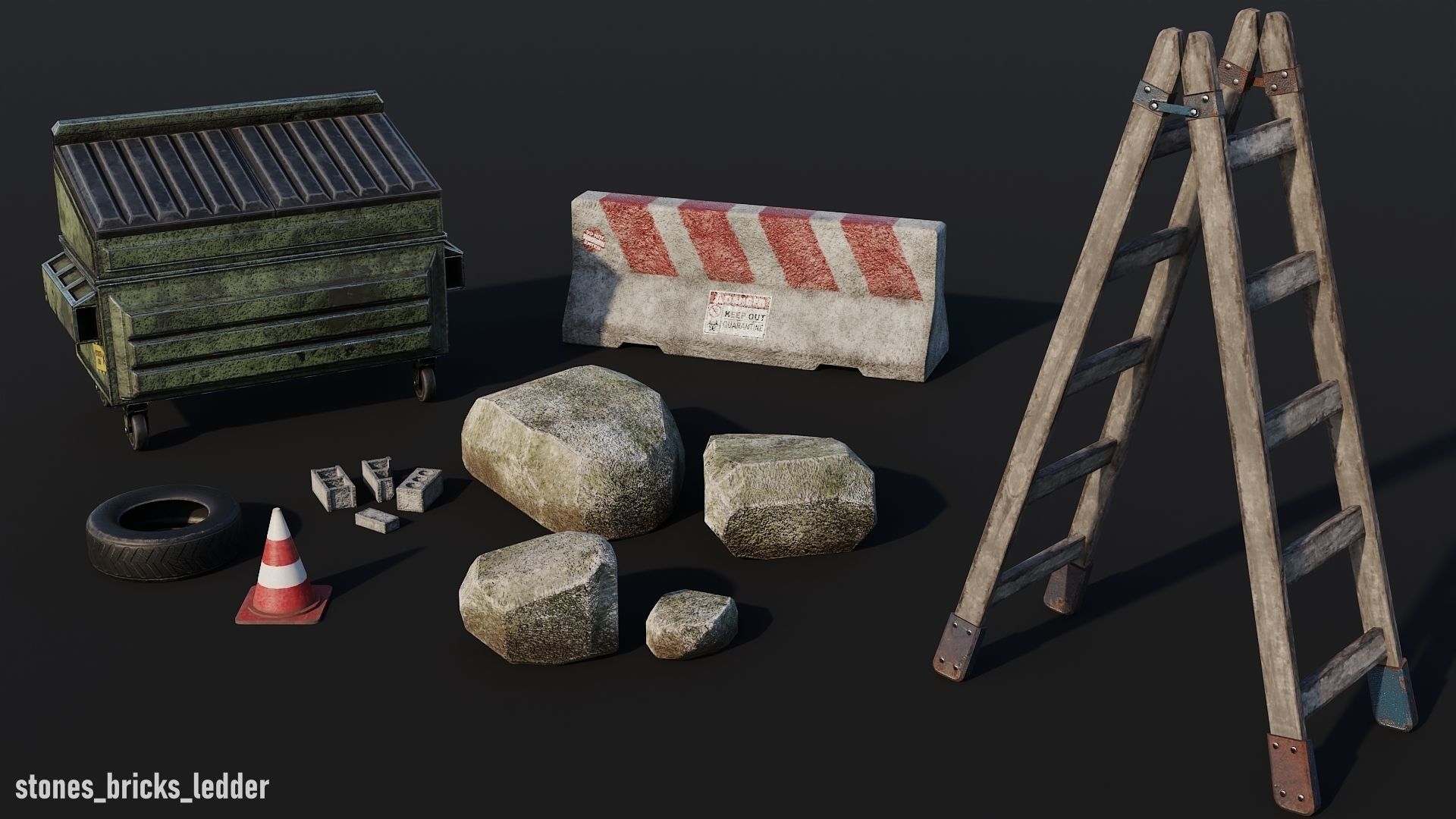 Props Pack - 90 Objects 4K PBR Texture Low-poly 3D model_9