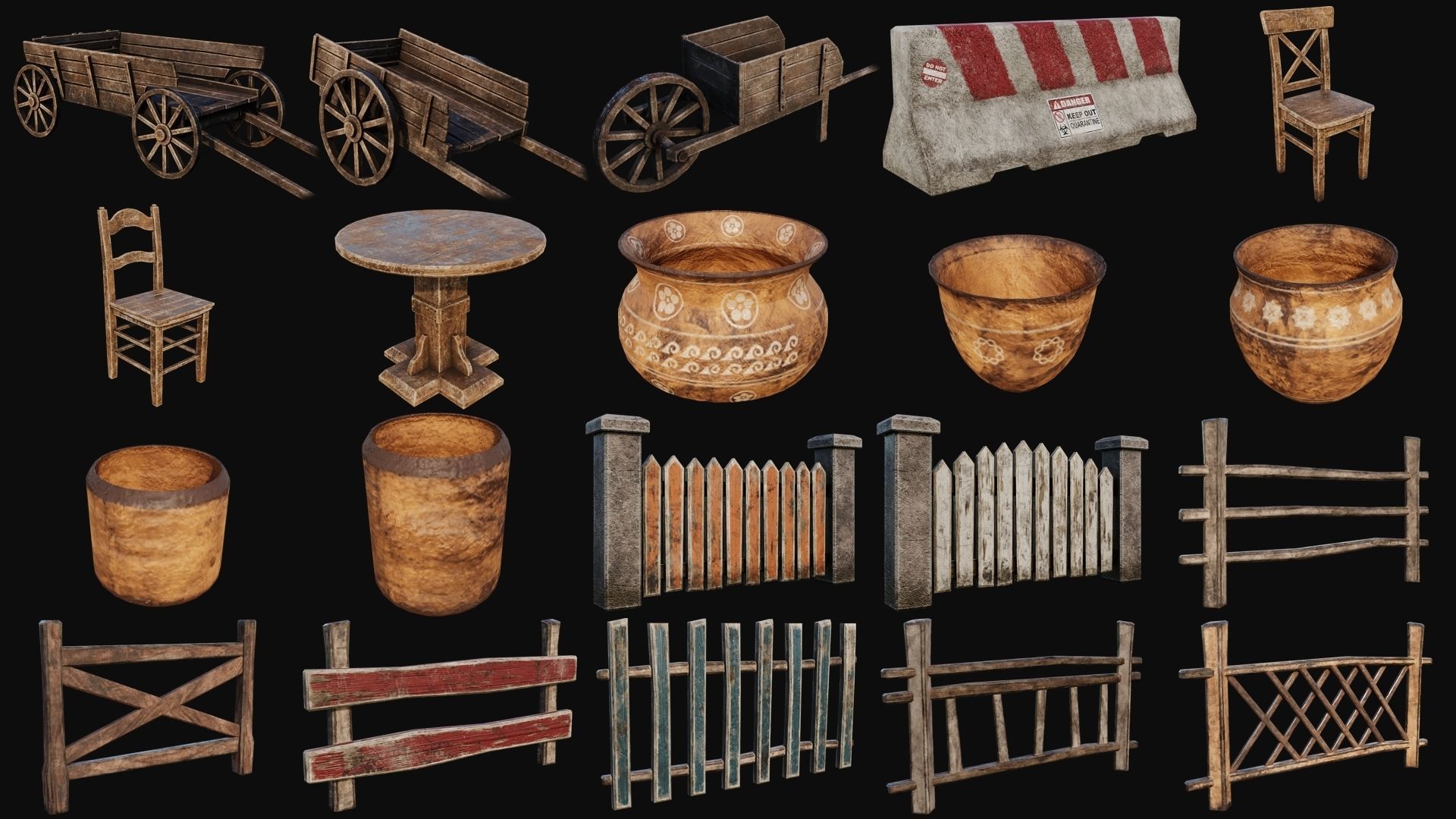 Props Pack - 90 Objects 4K PBR Texture Low-poly 3D model_2
