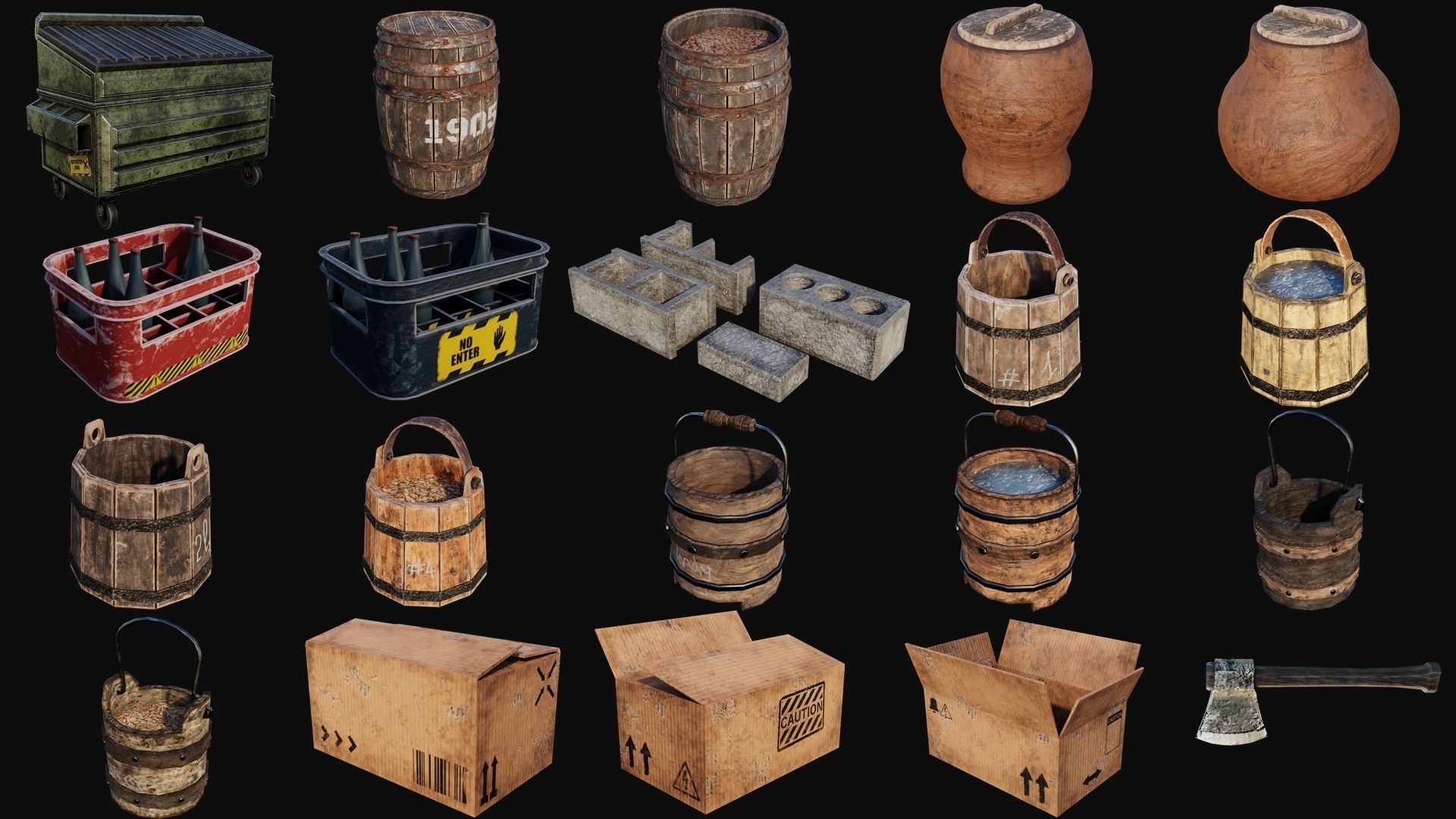 Props Pack - 90 Objects 4K PBR Texture Low-poly 3D model_1