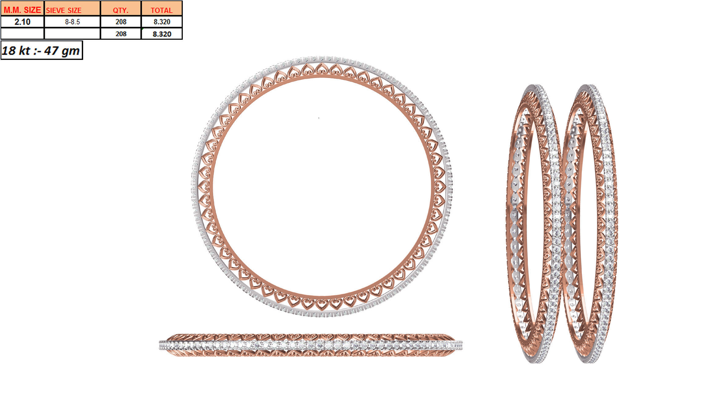 Women Bangle Bracelet STL JCD Details 3D print model_1