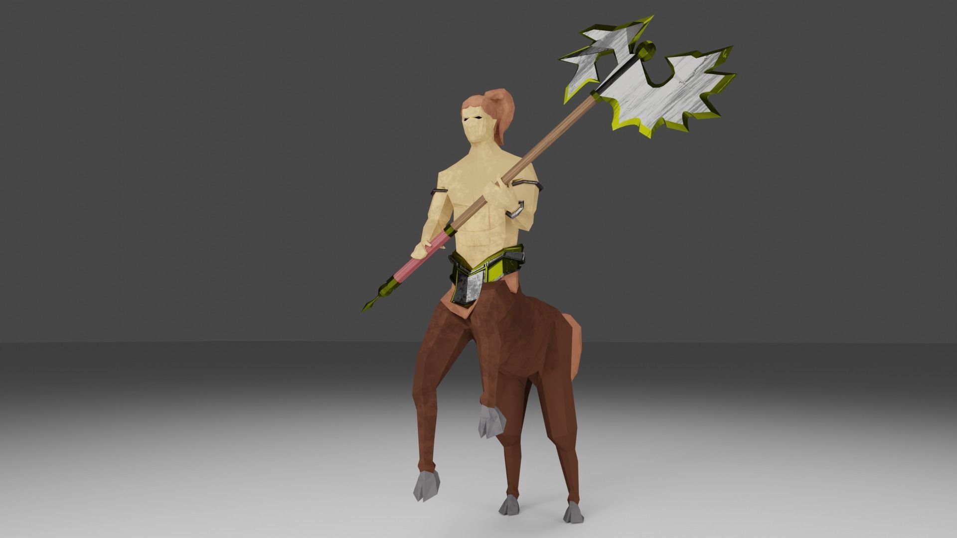 Centaur Half-human horse Horseman Rigged Low-poly 3D model_4