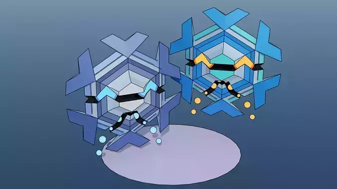 Pokemon Cryogonal  and Shiny version Low-poly 3D model