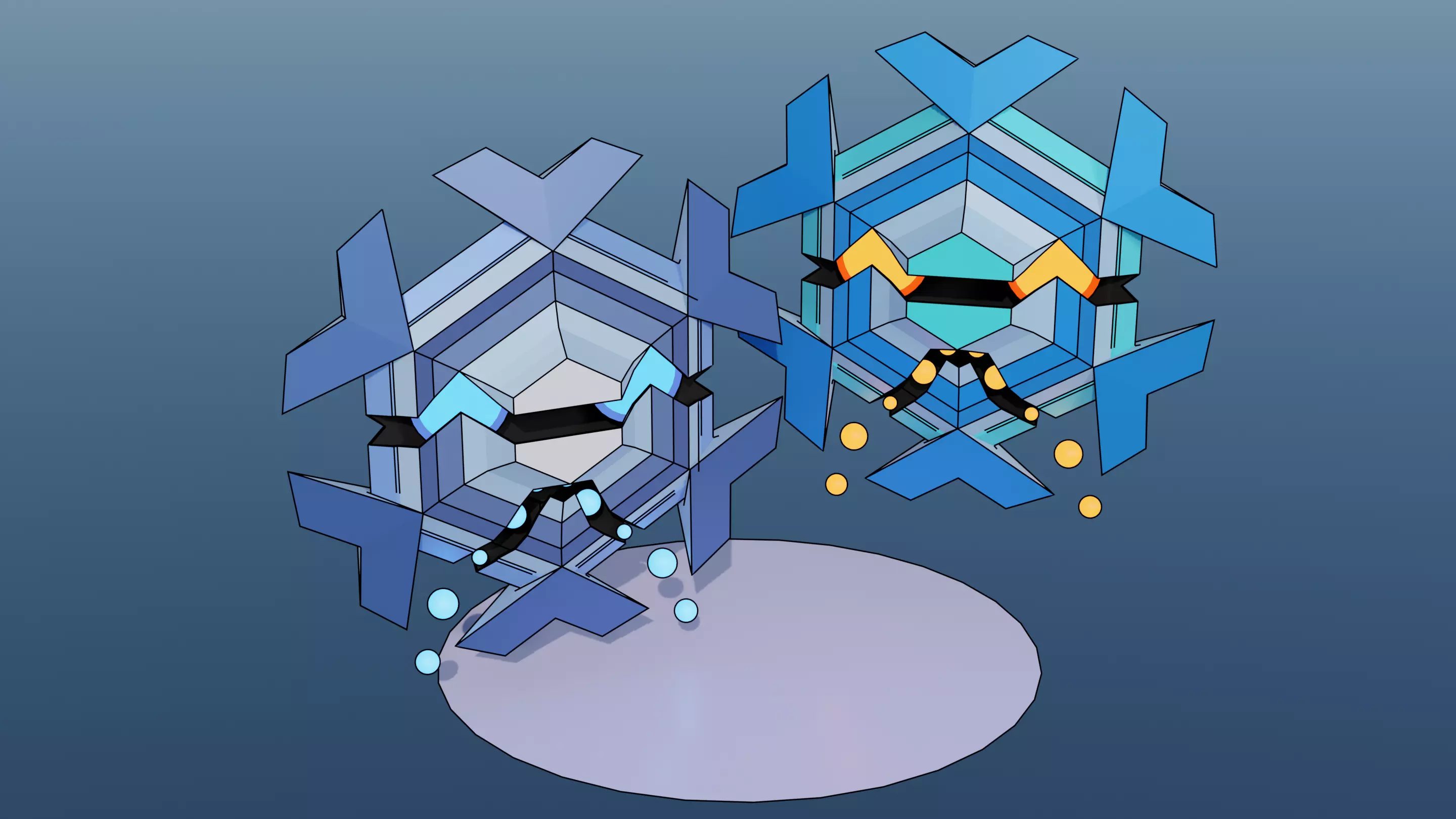 Pokemon Cryogonal  and Shiny version Low-poly 3D model_0