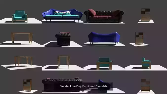 Blender Low-Poly Furniture 3D Model Collection