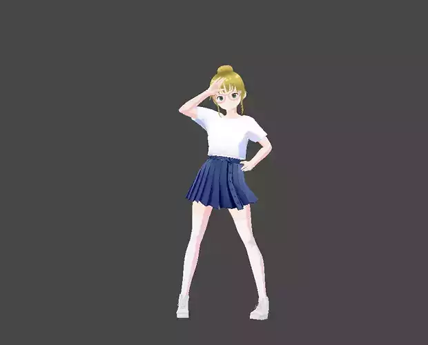 Vroid Studio Cute Anime Girl 3D Character Low-poly 3D model