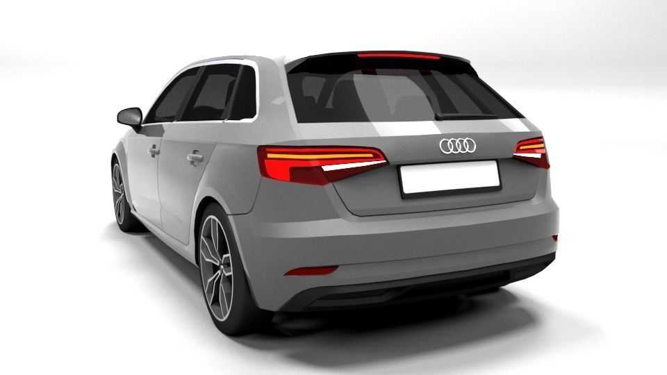 AUDI A3 SPORTBACK 2017 Low-poly 3D model_2