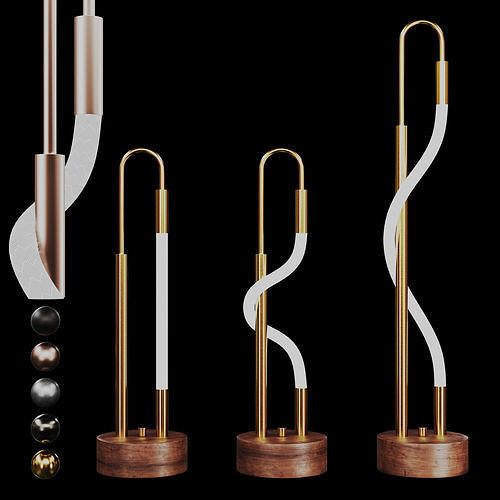 3 luke table lamp- aura- leira -3 lights -5 mat 3D model