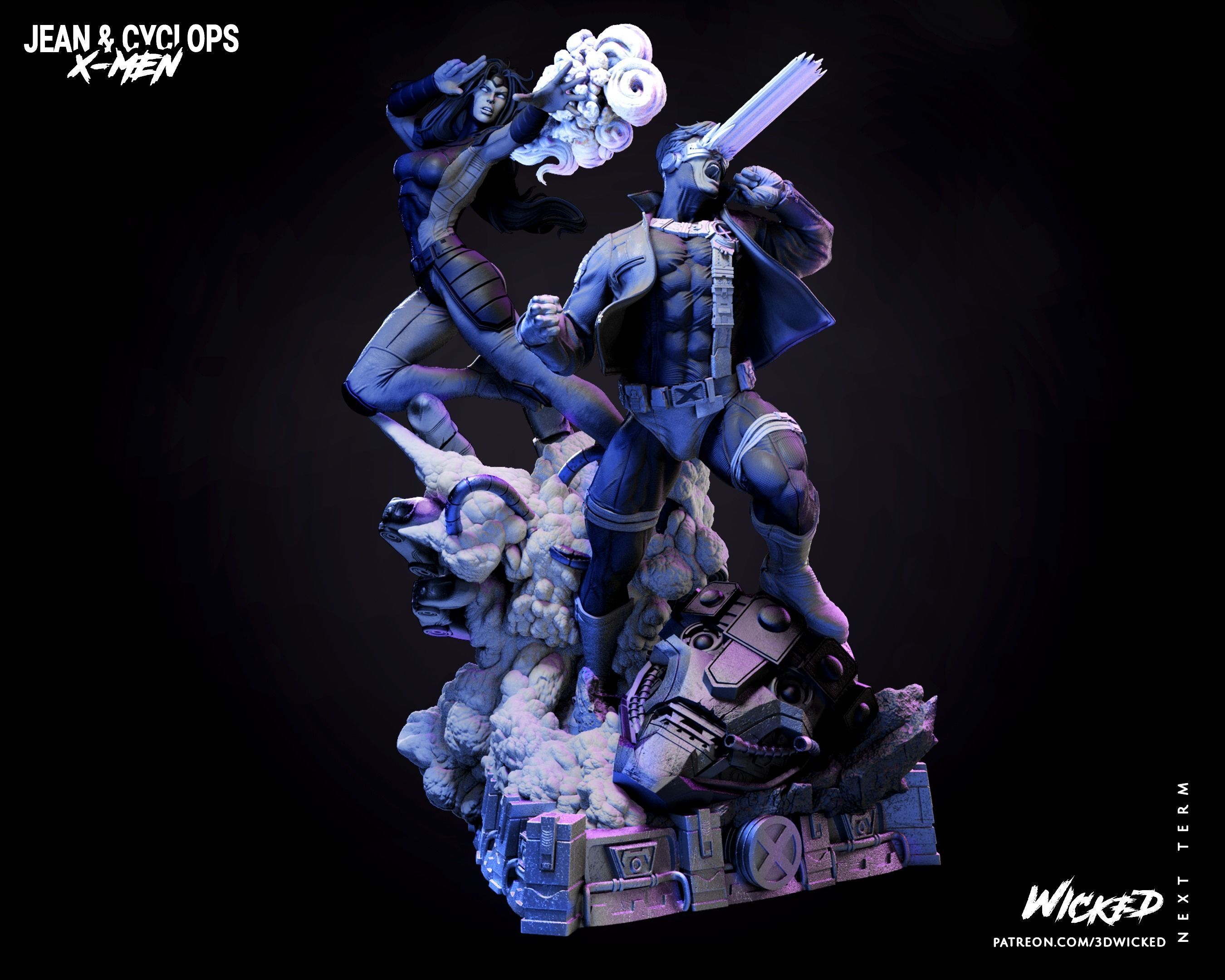 Wicked Marvel Jean Grey and Cyclops DIORAMA COMPLETE 3D print model_47
