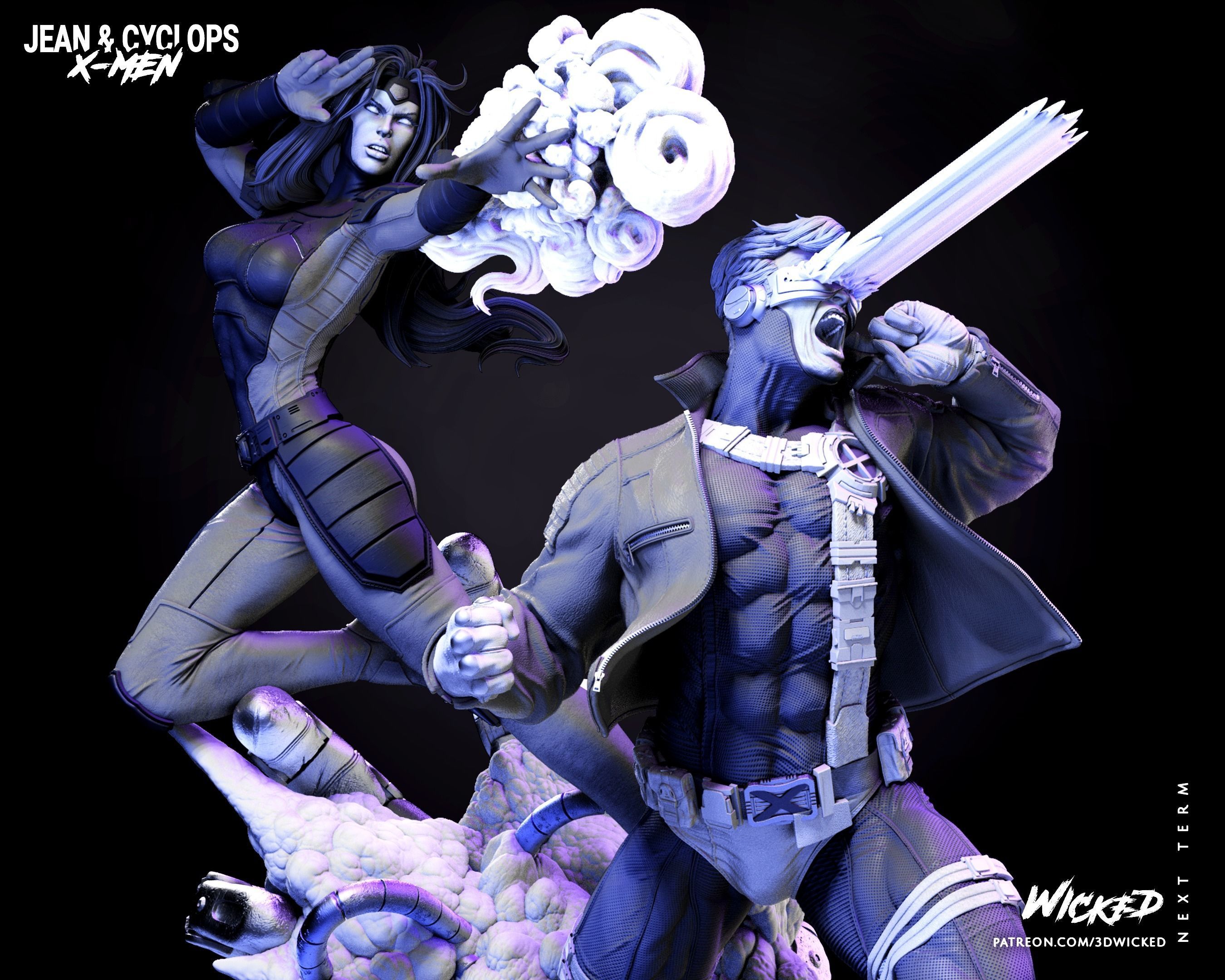 Wicked Marvel Jean Grey and Cyclops DIORAMA COMPLETE 3D print model_32