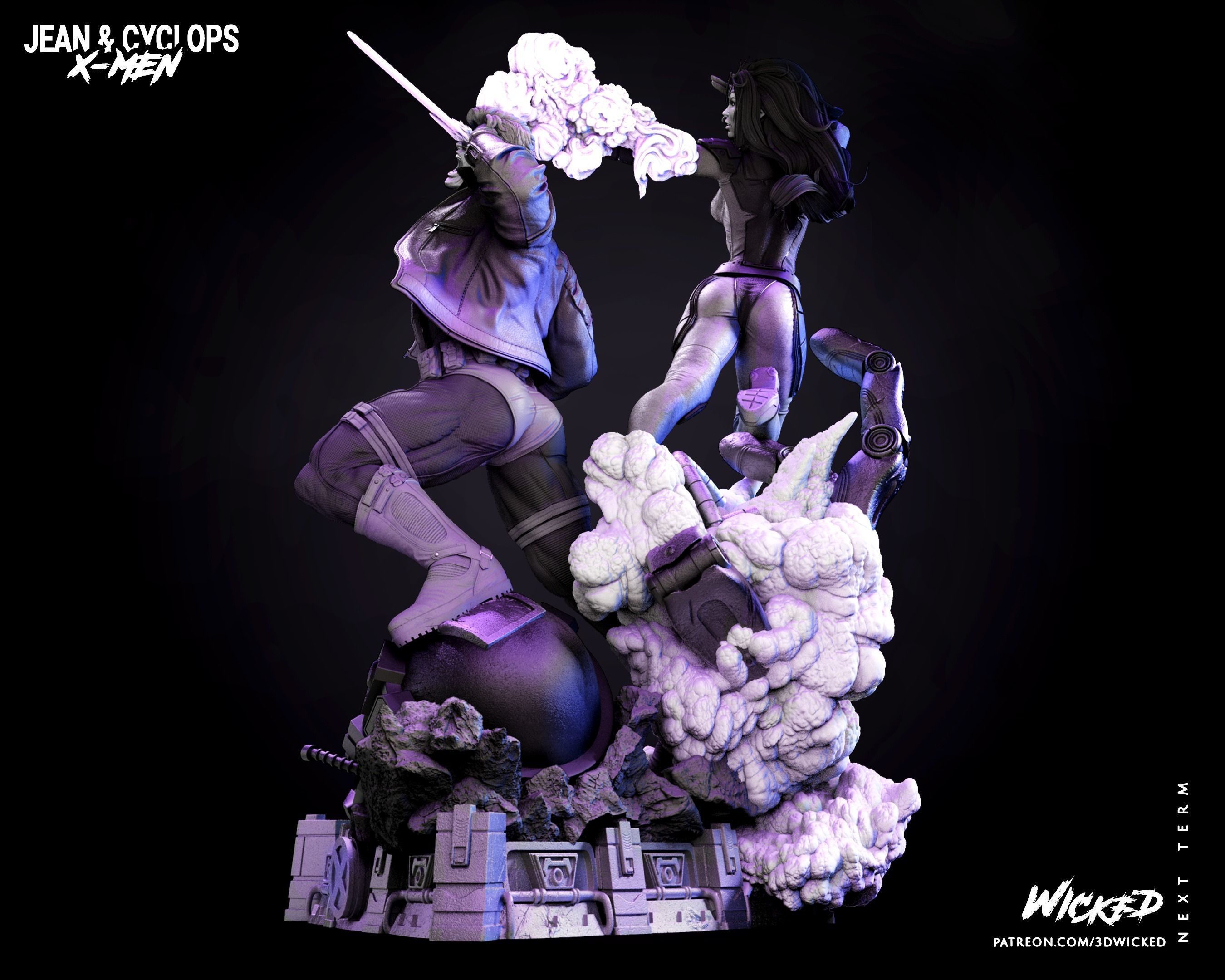 Wicked Marvel Jean Grey and Cyclops DIORAMA COMPLETE 3D print model_53