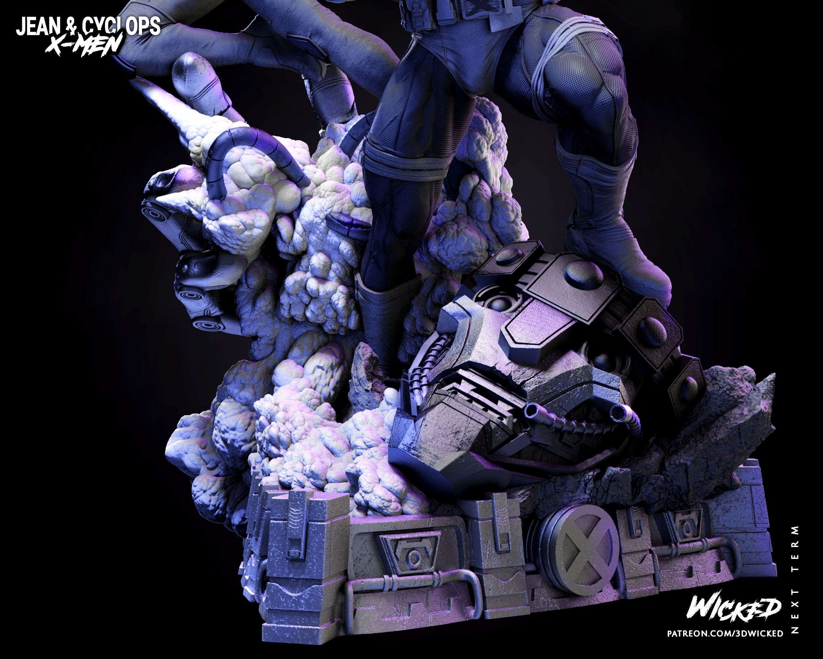 Wicked Marvel Jean Grey and Cyclops DIORAMA COMPLETE 3D print model_18