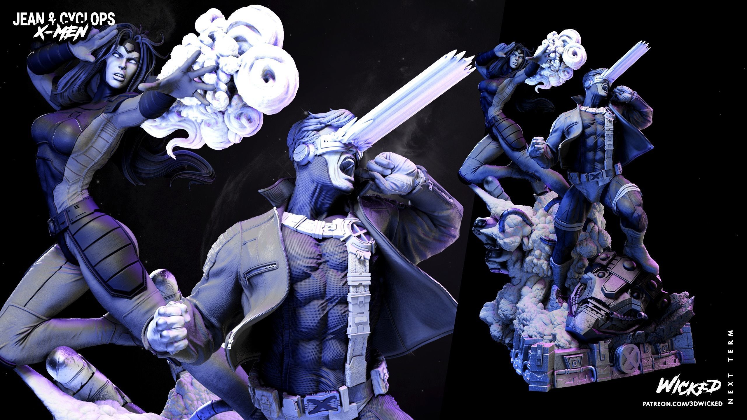 Wicked Marvel Jean Grey and Cyclops DIORAMA COMPLETE 3D print model_38