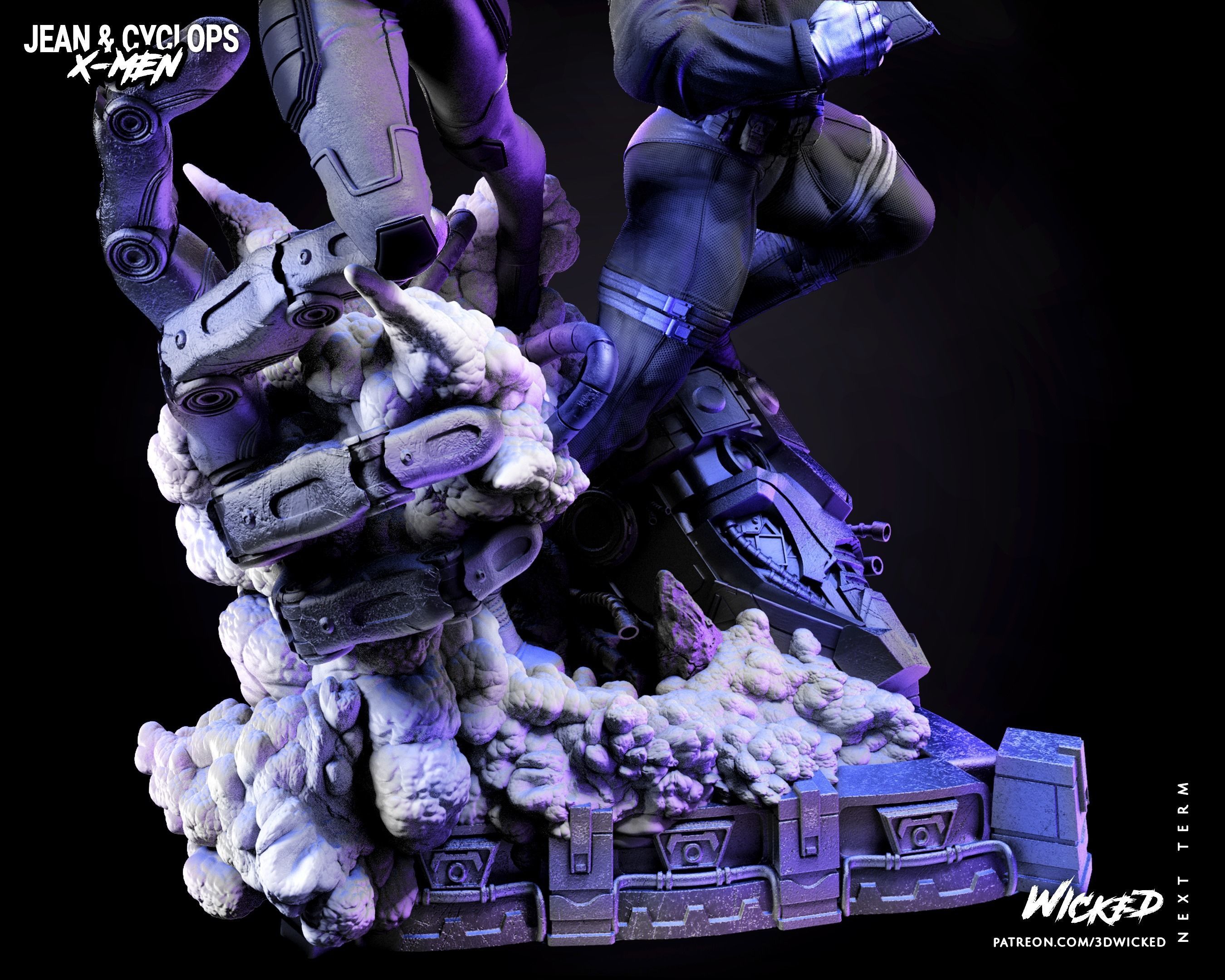 Wicked Marvel Jean Grey and Cyclops DIORAMA COMPLETE 3D print model_46