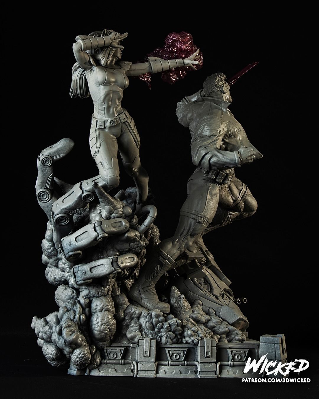 Wicked Marvel Jean Grey and Cyclops DIORAMA COMPLETE 3D print model_6