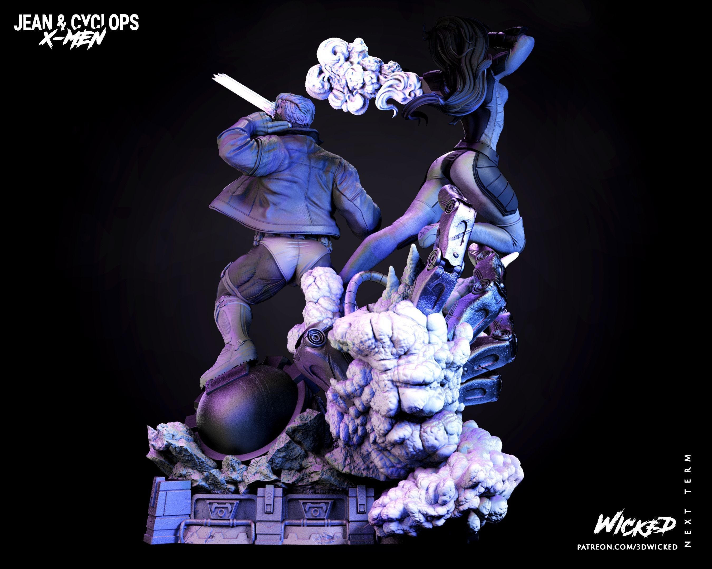 Wicked Marvel Jean Grey and Cyclops DIORAMA COMPLETE 3D print model_49