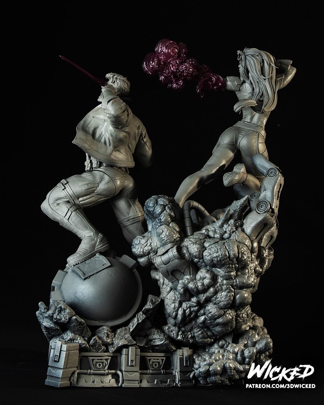 Wicked Marvel Jean Grey and Cyclops DIORAMA COMPLETE 3D print model_7