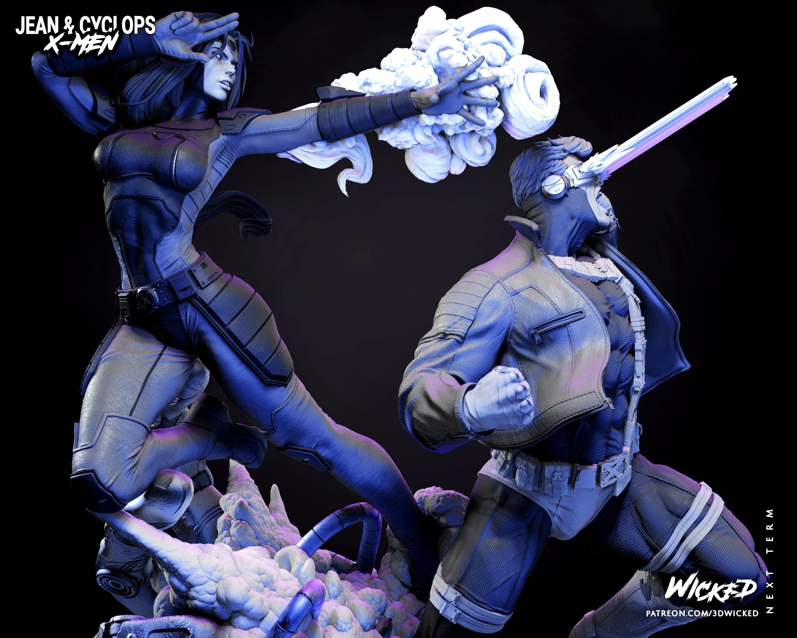 Wicked Marvel Jean Grey and Cyclops DIORAMA COMPLETE 3D print model_68