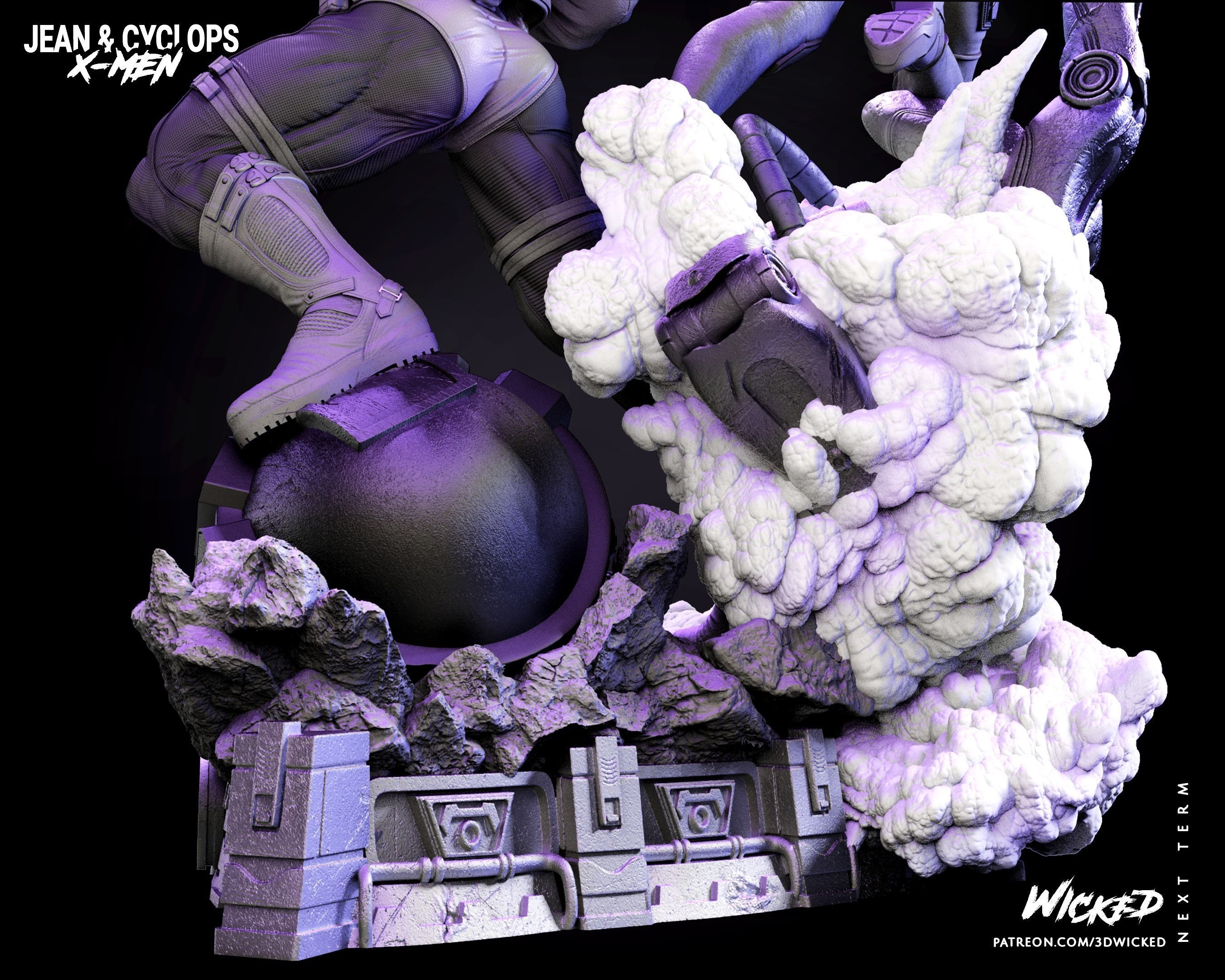 Wicked Marvel Jean Grey and Cyclops DIORAMA COMPLETE 3D print model_55