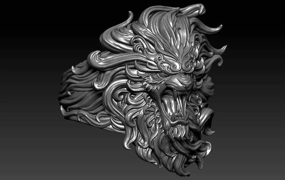 Roaring Lion Ring 3D print model_0