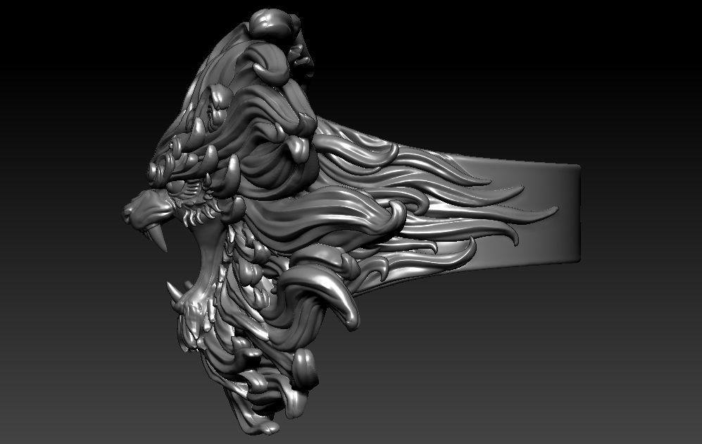 Roaring Lion Ring 3D print model_2
